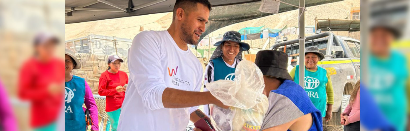 Fundación Wiese donated food kits to assist families affected by the huayco in Camaná, Arequipa